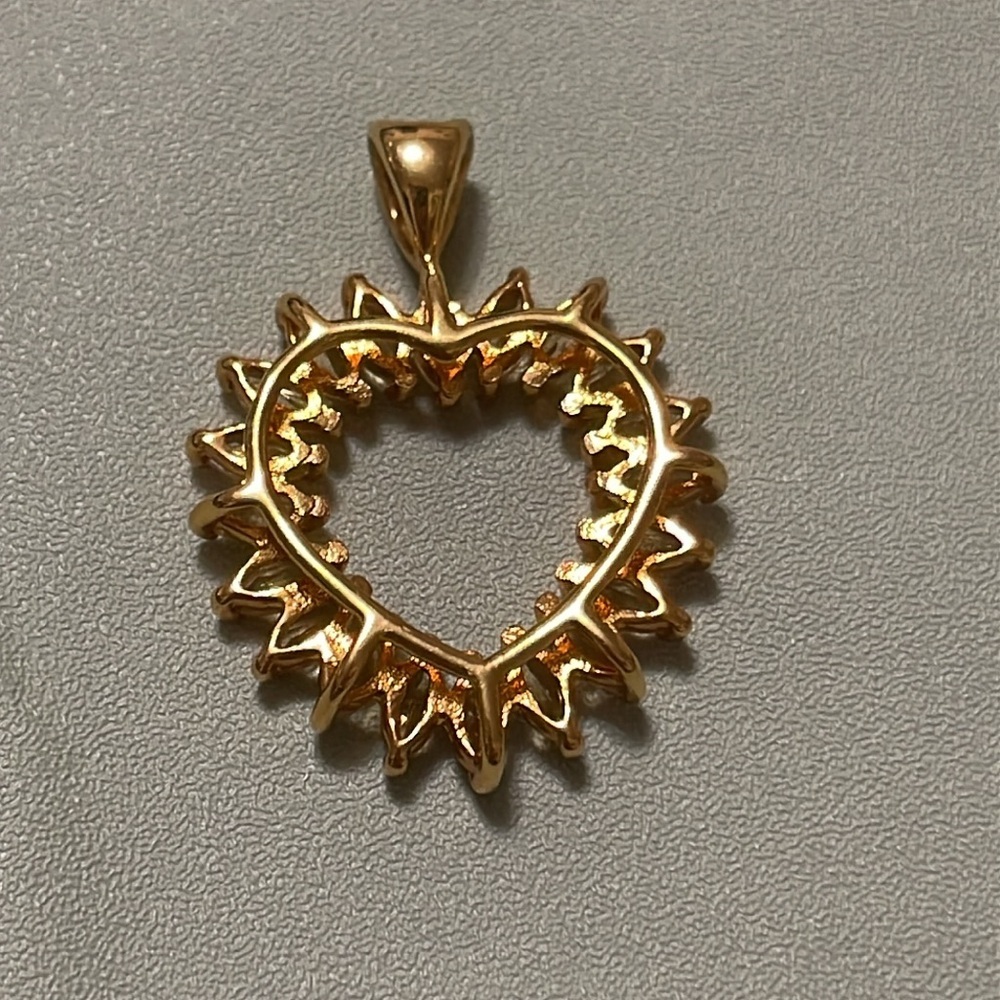 Elegant Sterling silver 925 gold toned Gemstone Heart Pendant Preowned - Picture 7 of 12